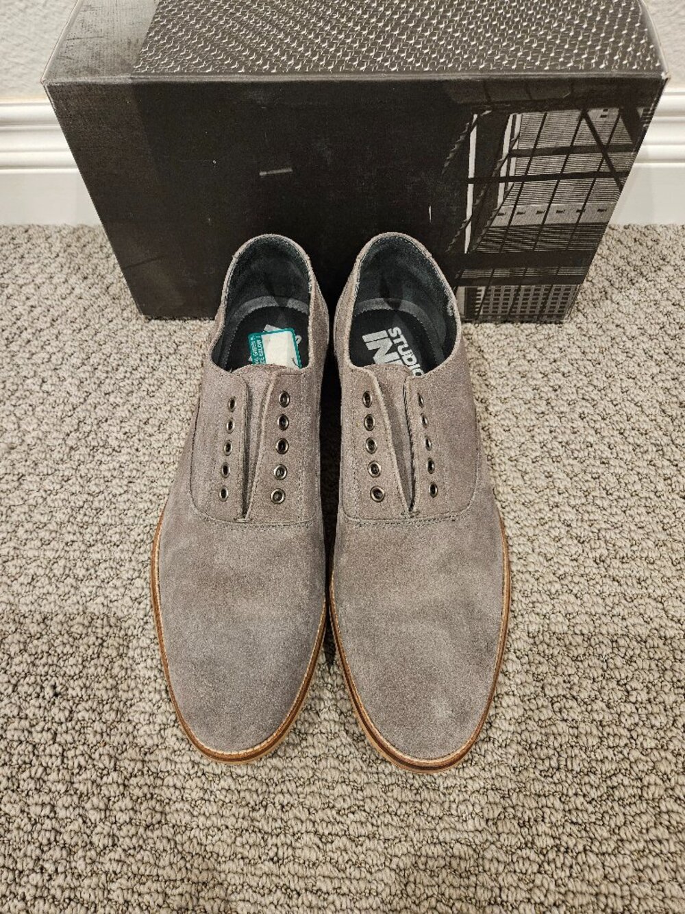 👟 Studio INK Laceless Gray Suede Oxfords – Size 11